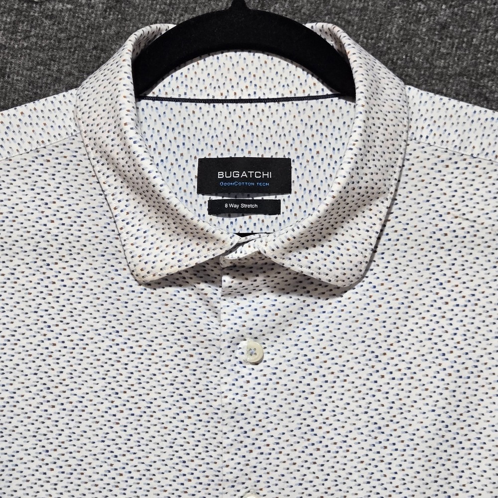 Bugatchi OoohCotton Tech 8 Way Stretch‎ Long Sleeve Button Down - 2XL Geometric